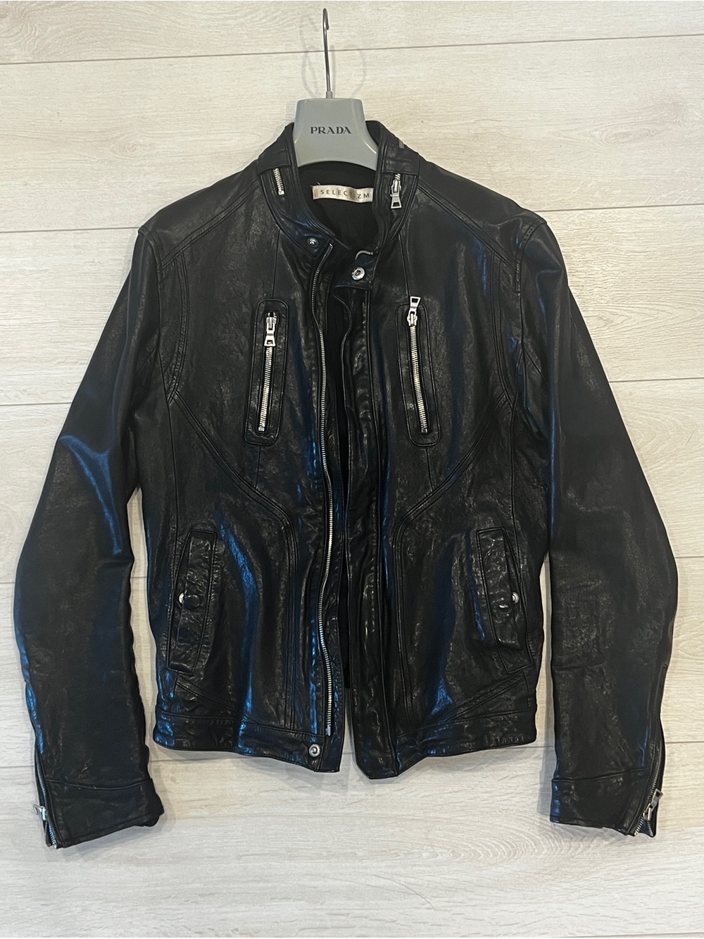 Selectizm Italian Lambskin Leather Biker Jacket Black Balmain Inspired